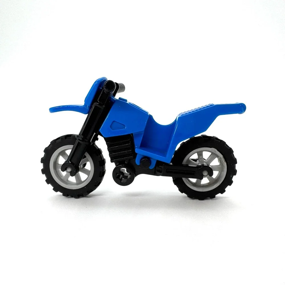 LEGO Blue Motorcycle Dirt Bike Minifigure Vehicle Black Chassis Grey Wheels